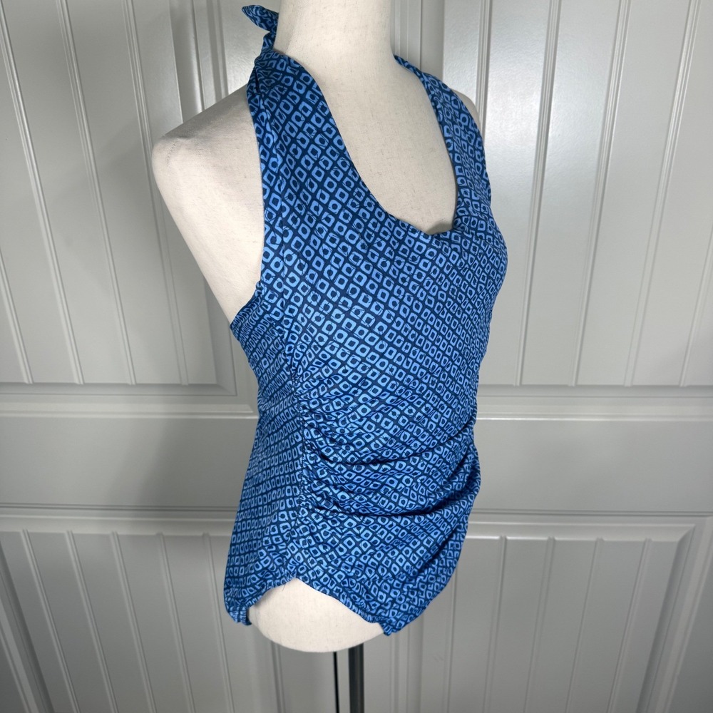 Lands' End Swimsuit One Piece Womens‎ 14 Blue Nylon Classic Ruched Tummy Control - Picture 3 of 9